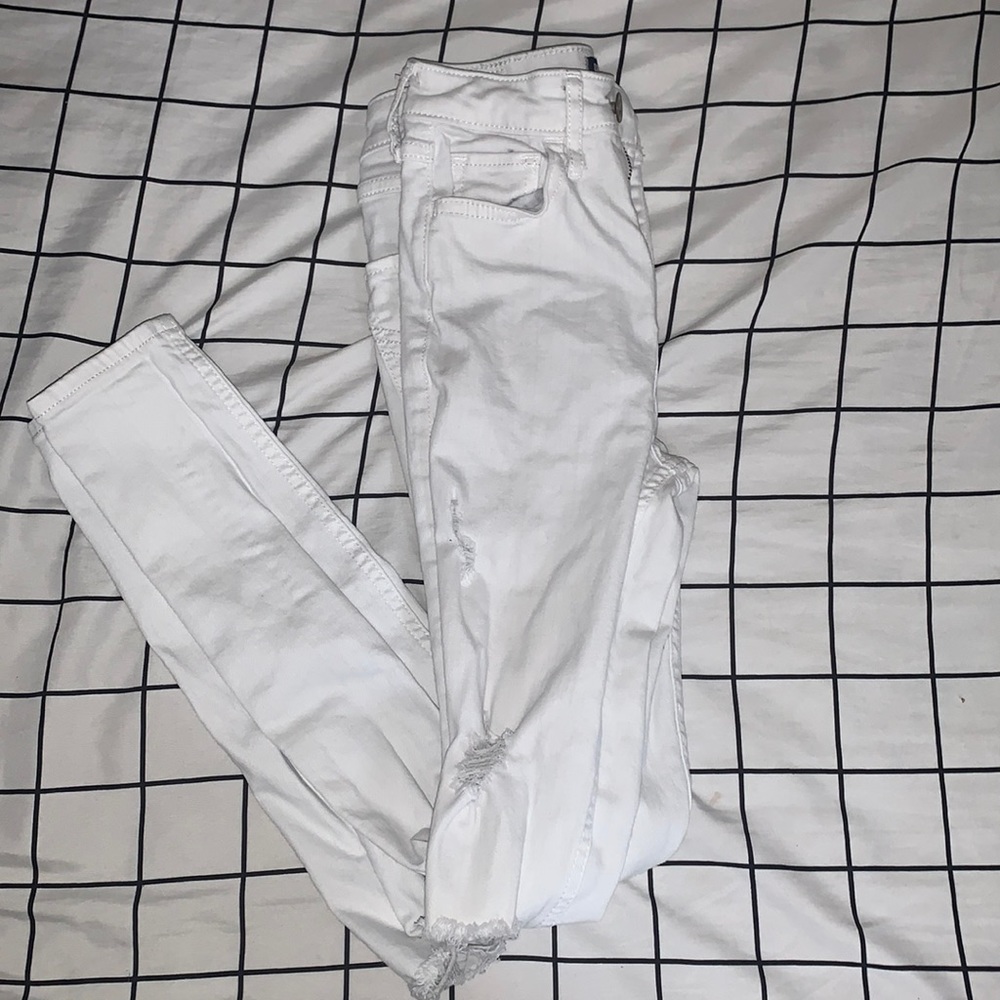 white high-waisted whipped jeans